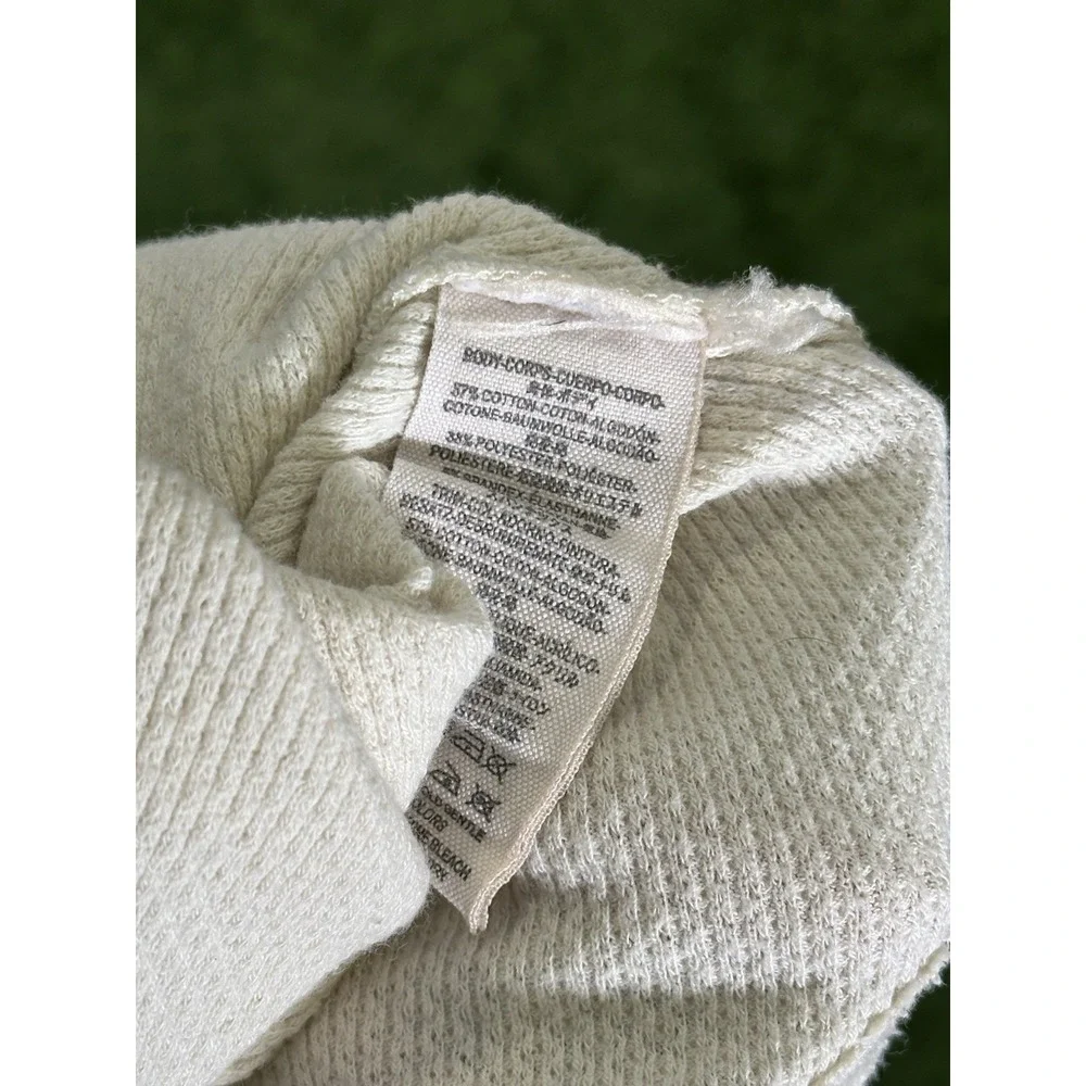 Free People Newbie Thermal Alpine Henley Top Women Medium Cuffs‎ Cream Cozy